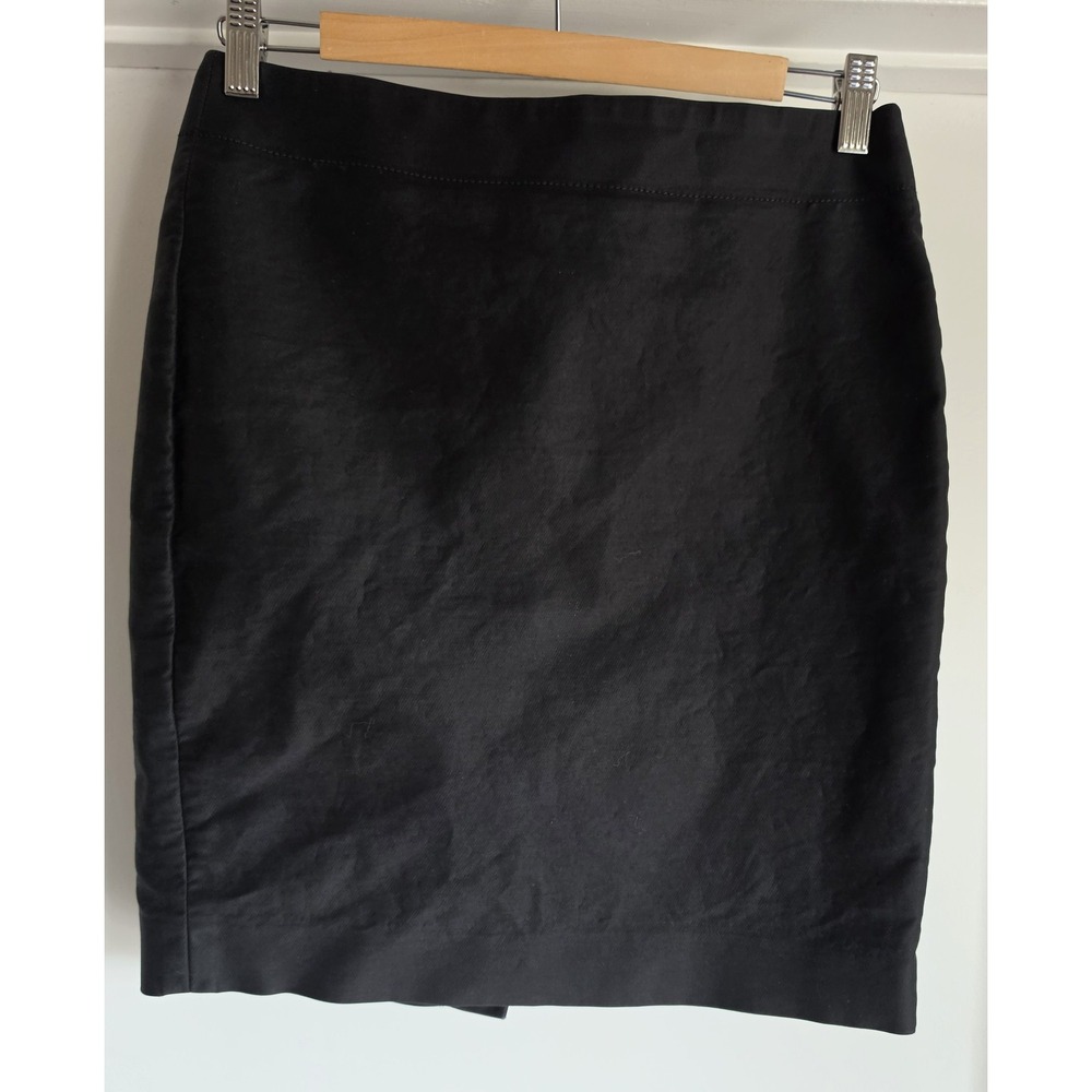 J.Crew Pencil Skirt Size 6 Petite Black Solid Work Straight Cotton